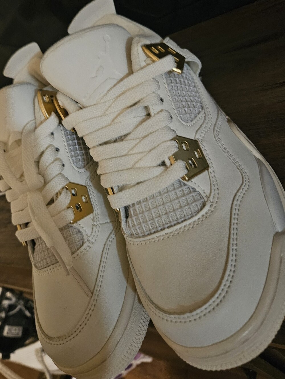 Jordan Women's White and Gold Sneakers - Picture 12 of 12